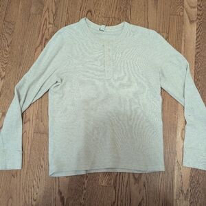 Fossil Men's Medium Henley Beige Long Sleeve Shirt Y2K Vintage Classic